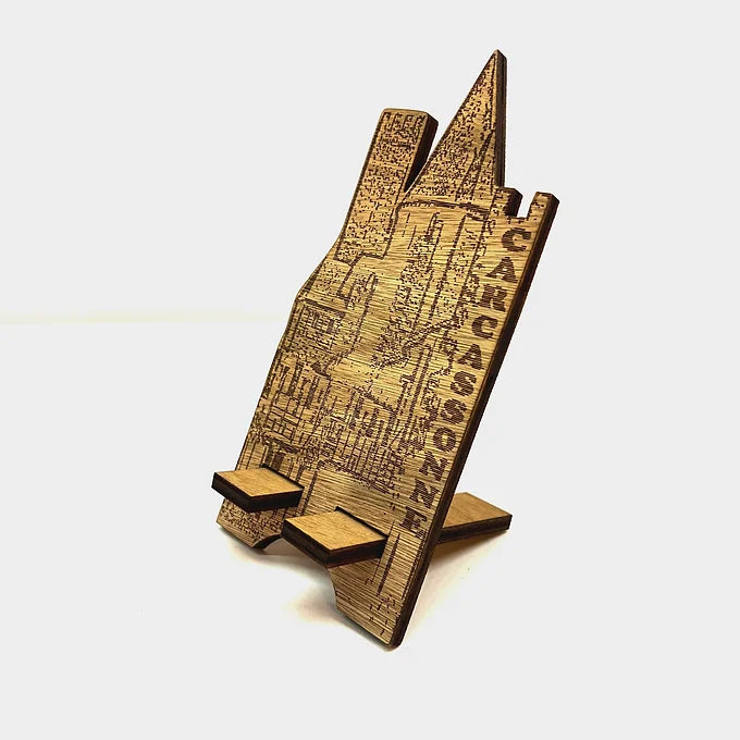 Souvenirs de Carcassonne- Support téléphonique Cité médiévale en bois