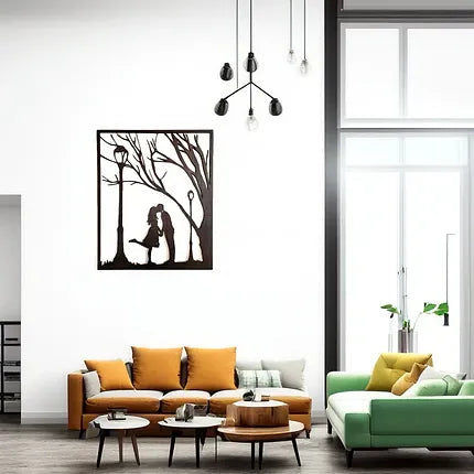Tableau en bois- Couple et arbre