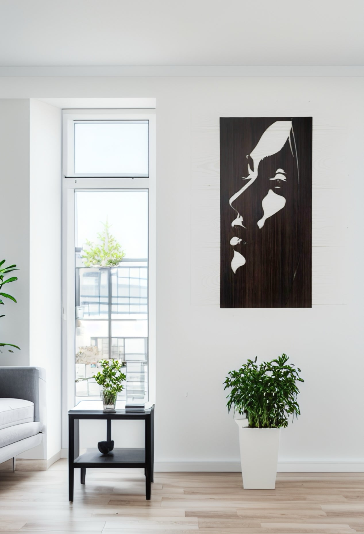 Décoration murale artisanale – Portrait moderne en bois