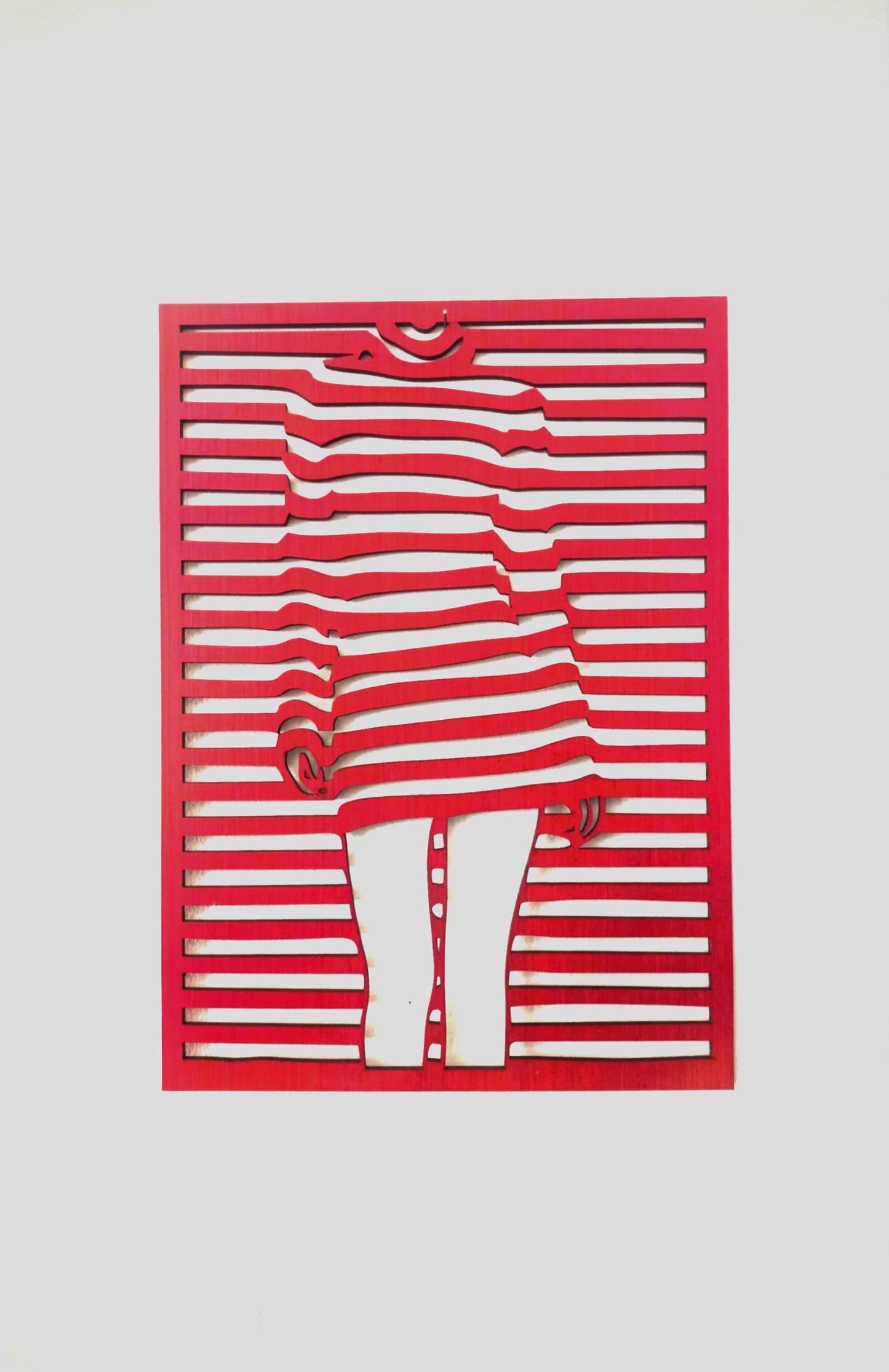 Décoration murale en bois artisanale - Robe rayée moderne