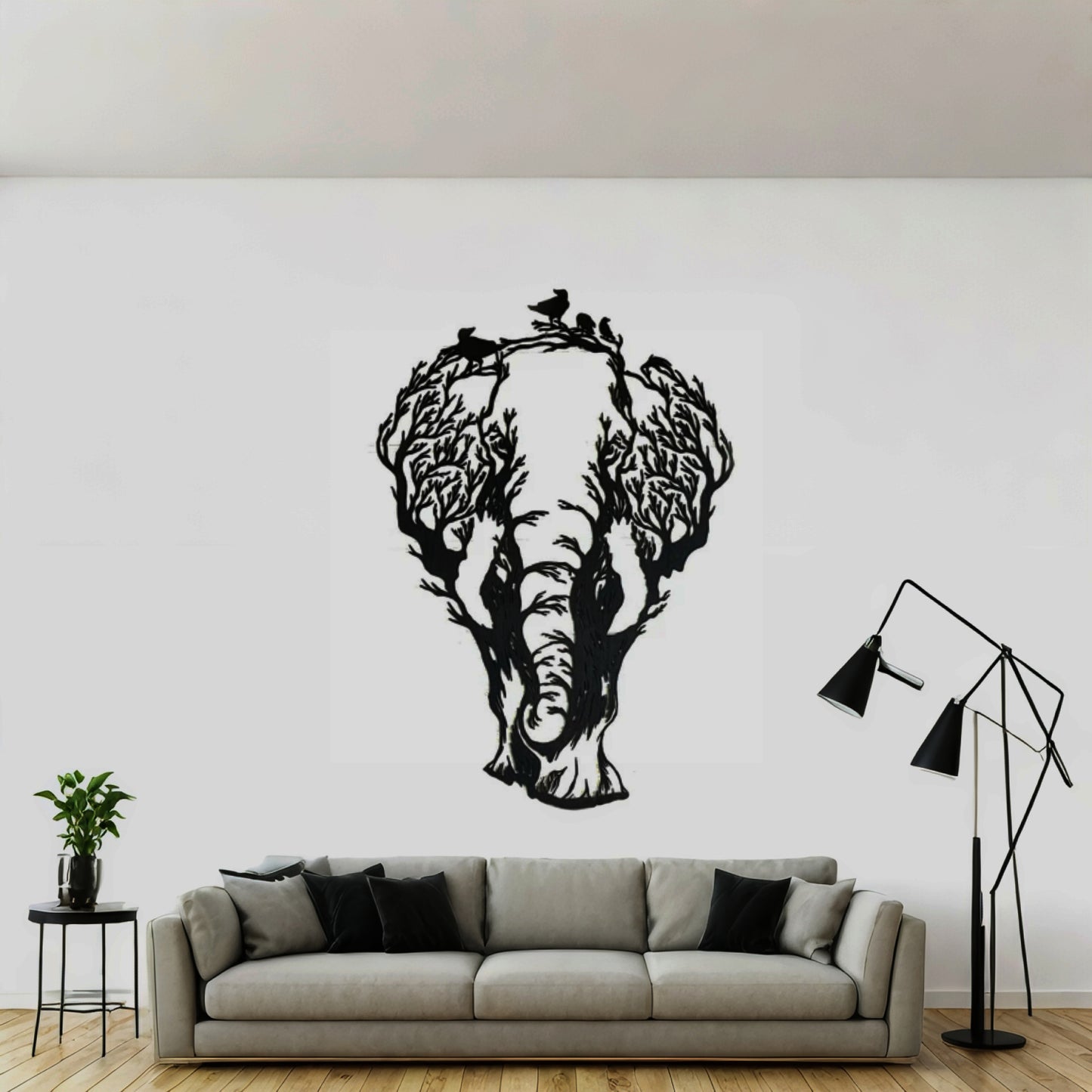 Décoration murale artisanale - Élephant arbre en bois