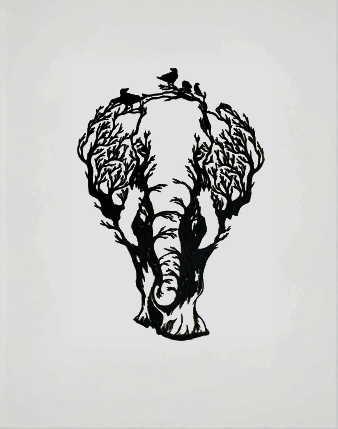 Décoration murale artisanale - Élephant arbre en bois