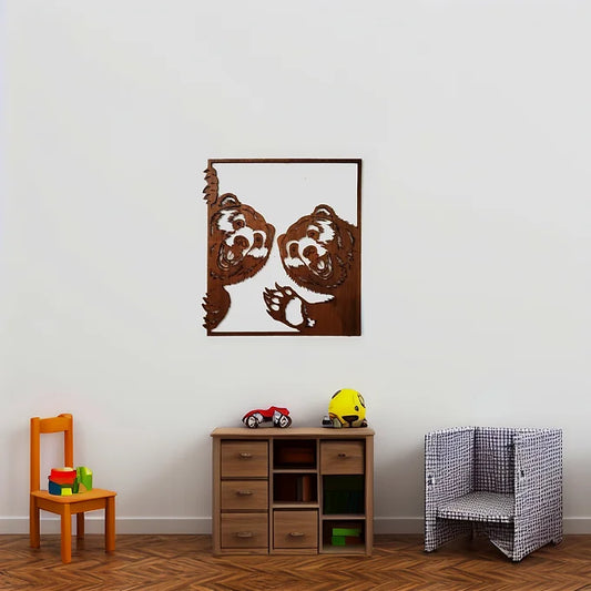 Décoration murale artisanale - Ours en bois