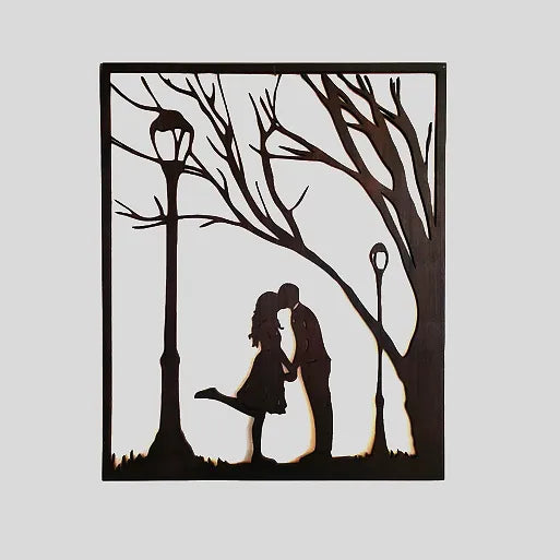 Tableau en bois- Couple et arbre