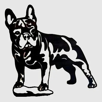 Tableau en bois artisanal  chien - Bouledogue