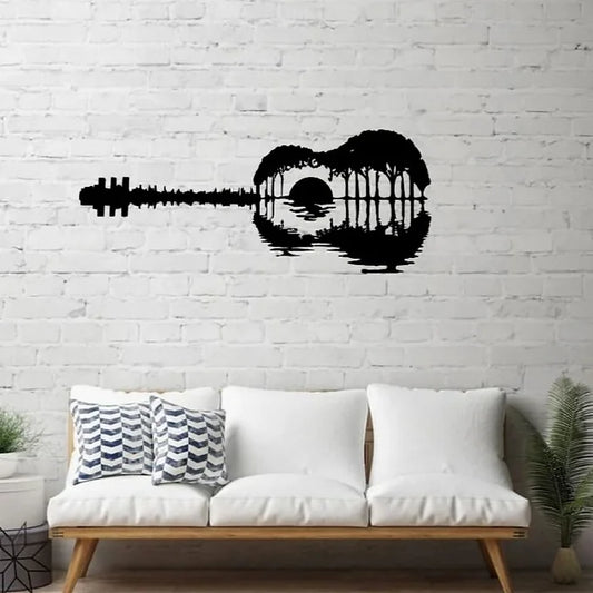 Décoration murale guitare Coucher de soleil