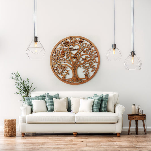 Décoration murale arbre de vie personnalisable avec animaux