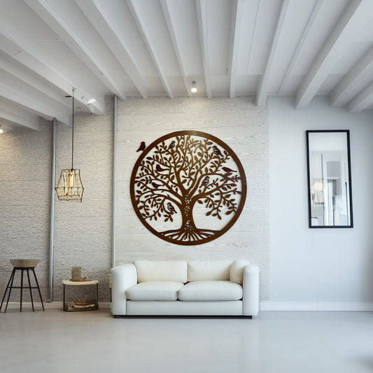 Arbre de vie en bois décoratif avec Oiseaux